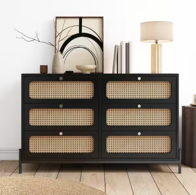 Modern Wood Cannage Rattan Wood Dresser deal