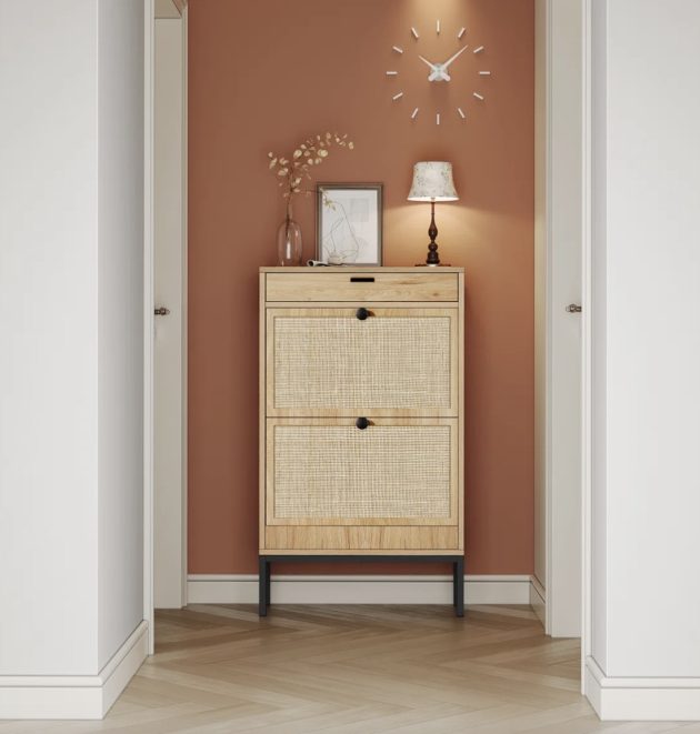 Boho Natural Rattan Shoe Storage Cabinet