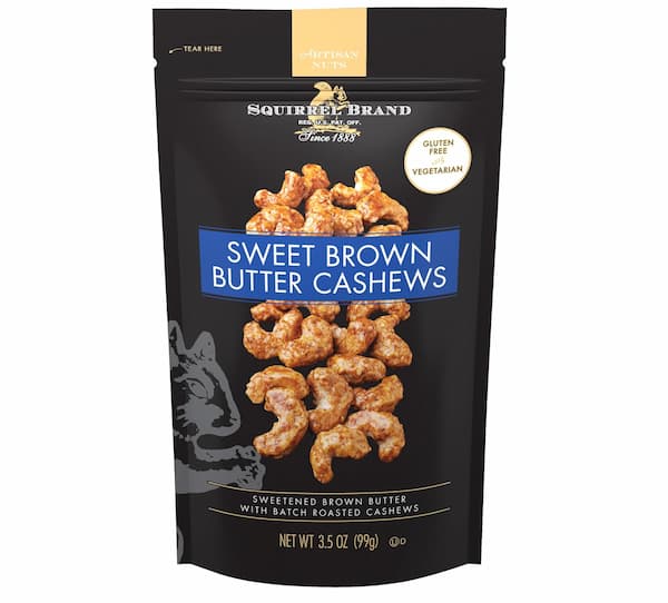 Squirrel Brand Sweet Brown Butter Cashews, 3.5 Ounces Resealable Bag
