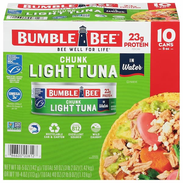 Bumble Bee Chunk Light Tuna In Water, 5 oz Cans