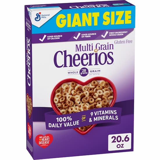 Multi Grain Cheerios Gluten Free Cereal, 20.6 OZ Giant Size Cereal Box