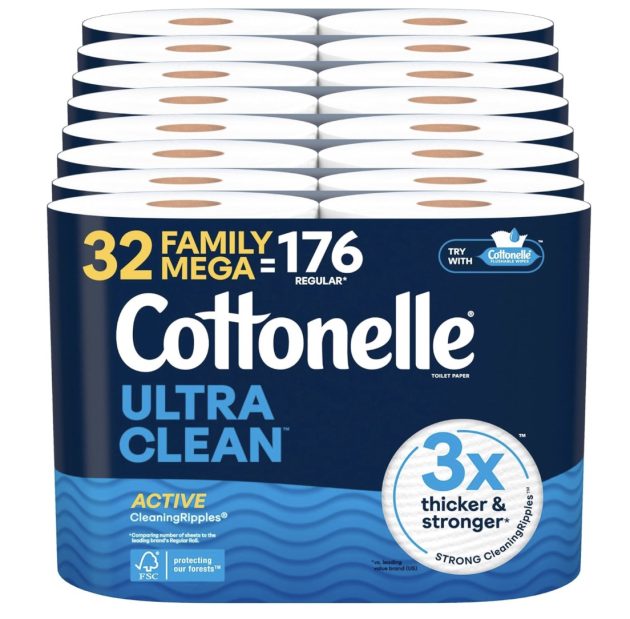 Cottonelle Ultra Clean Toilet Paper with Active CleaningRipples Texture