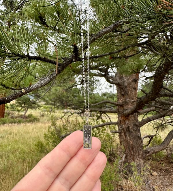 Sterling Silver Camping and Starry Night Sky Necklace