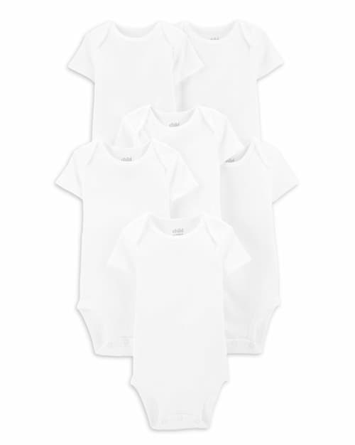 Carter's Child of Mine Baby Unisex White Short Sleeve Bodysuits, 6-Pack