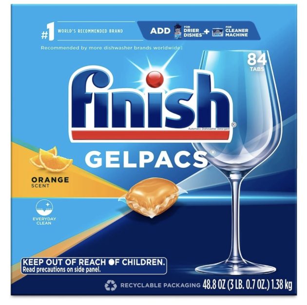 Finish Gelpacs Dishwasher Detergent, Orange Scent, 84 Count