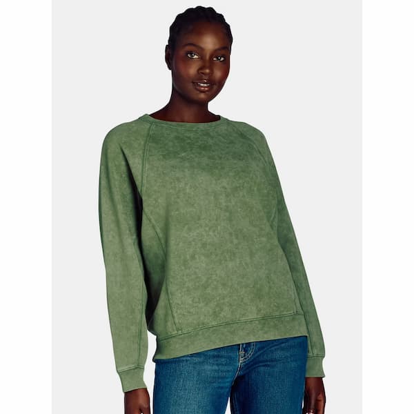 Time and Tru Women’s Washed Sweatshirt with Long Sleeves deal