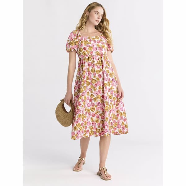 Time and Tru Women's and Women's Plus Square Neck Midi Dress deal