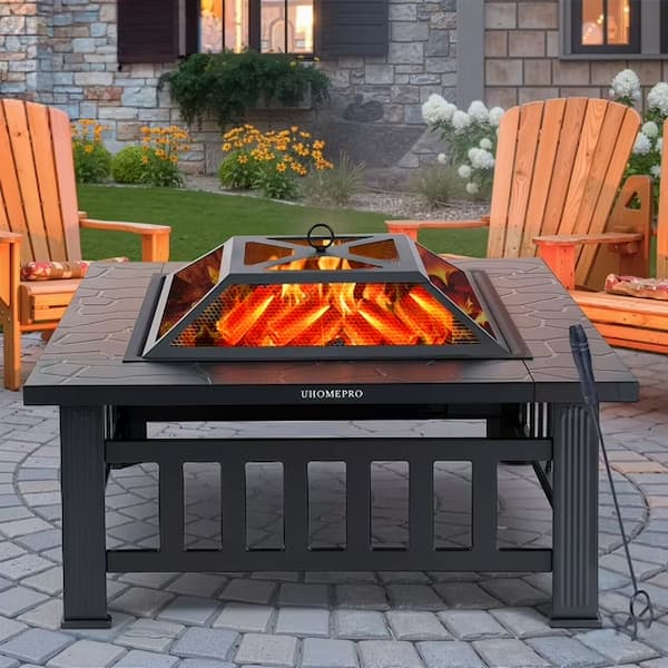 32" Wood Burning Fire Pit Table with Screen Lid deal