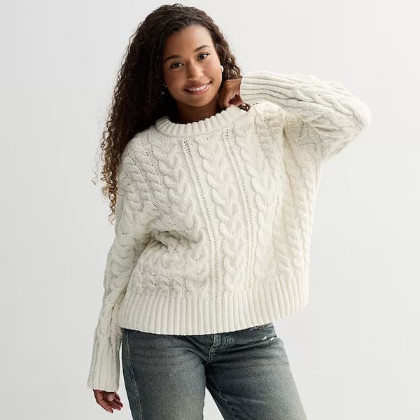 Juniors' SO Chenille Cable Pullover Sweater deal
